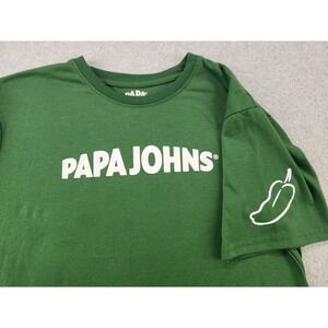 Papa Johns T-shirt Large Green Short Sleeve Logo Pizza Shop Promo Pepperoncini
